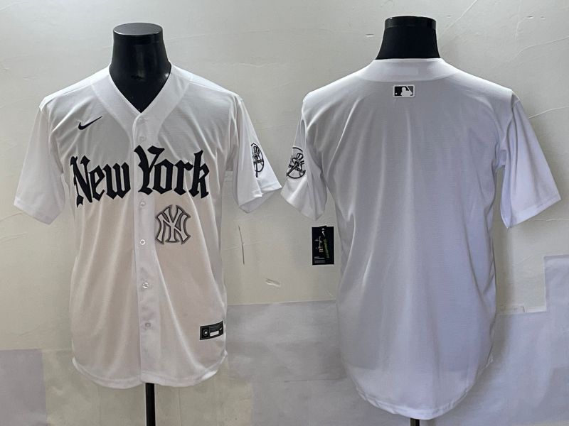 Men 2025 New York Yankees Blank White Five generations Joint Name Nike MLB Jersey style 109